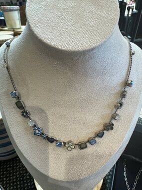 Blue Crystal Floral & Heart Necklace - Women Jewelry